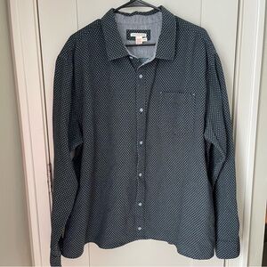 Carbon2Cobalt Button Up Mens Dress Shirt Blue 2XL Preppy Sprinkle Dots